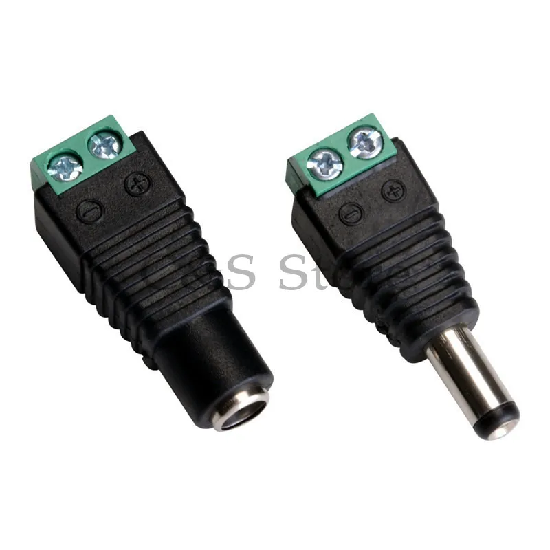 2PCS DC Power Plug Connector 2.1 x 5.5mm 5.5*2.1mm 5.5*2.5mm (Screw Fastening Type) Needn\'t Welding  Female Male DC Plug Adapter