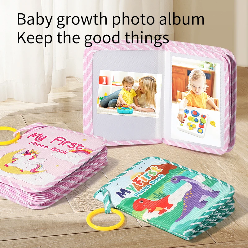 My First Baby Photo Book, Soft Cloth Album with Built-in Mirror & Hanging Ring, Newborn Memory Keepsake for 5