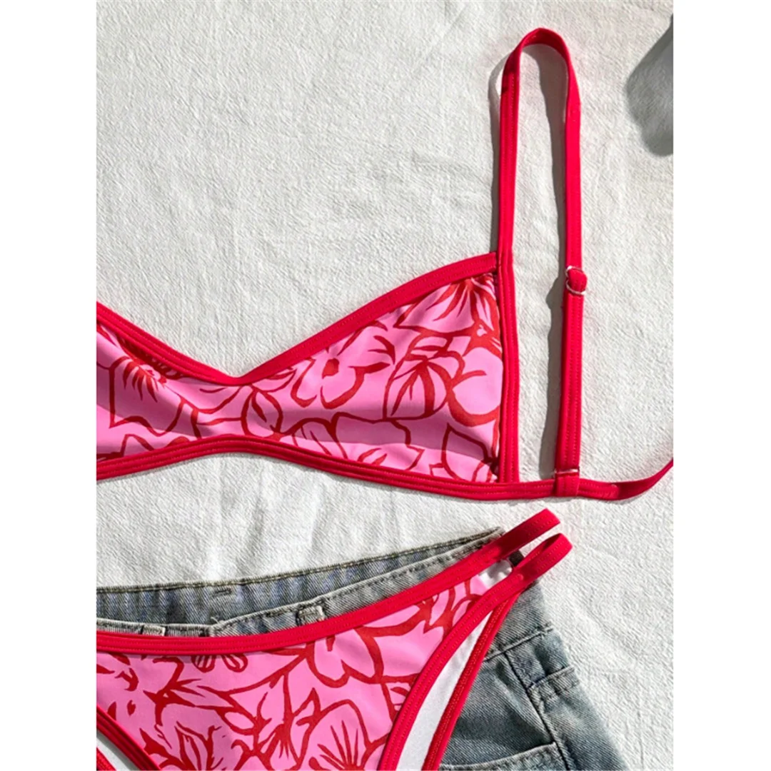 S - XL 2026 Sexy bedruckter Bikini mit hohem Beinausschnitt, Damen-Badeanzug, zweiteiliges Bikini-Set, Badebekleidung, Badeanzug, Schwimmanzug V8037 – Detail 5