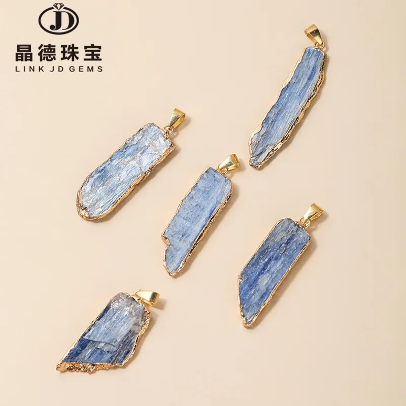 Lucky Bracelet Hand String Jingde Jewelry Natural Kyanite Original Gold-Plated Pendant Irregular Crystal Necklace Diy Jewelry