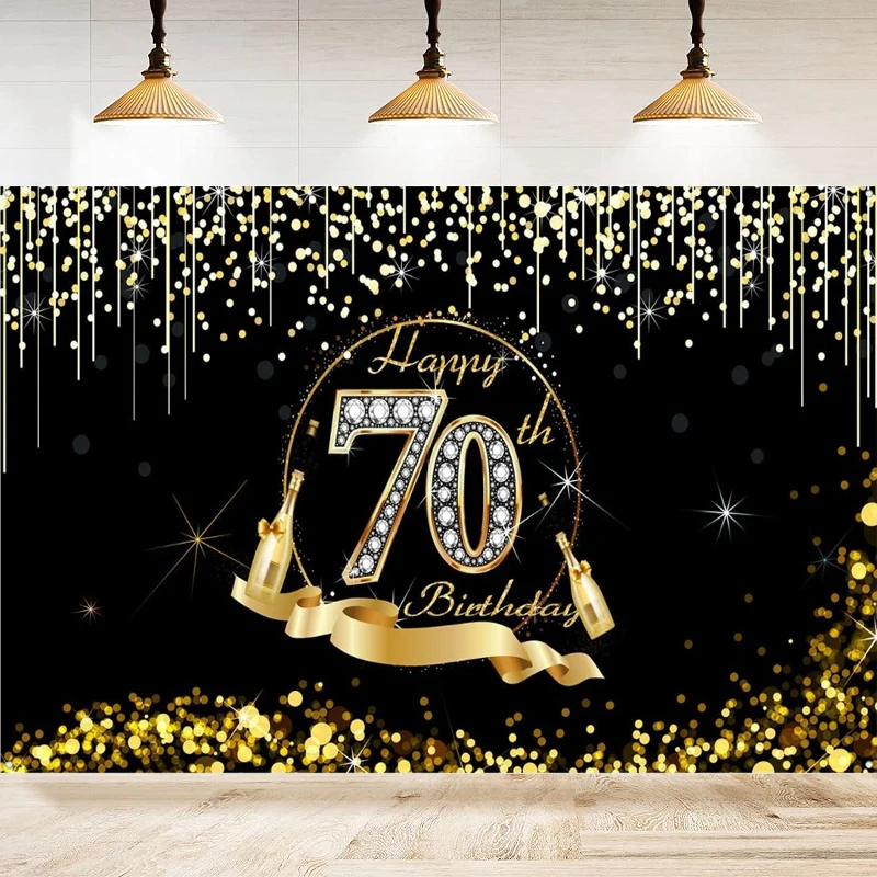 

Photography Backdrop For Men Happy 70th Years Old Birthday Balloons Background Home Party Backdrop Wall Banner Decor Poster