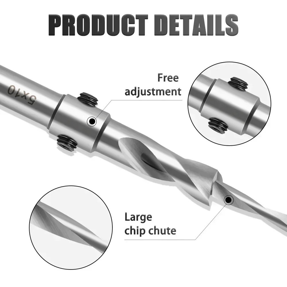 

5 шт., высокоскоростная стальная дрель для салата, ступенчатая дрель, деревообрабатывающее сверло с зенковкой, двухступенчатый винт, открывалка для деревообработки