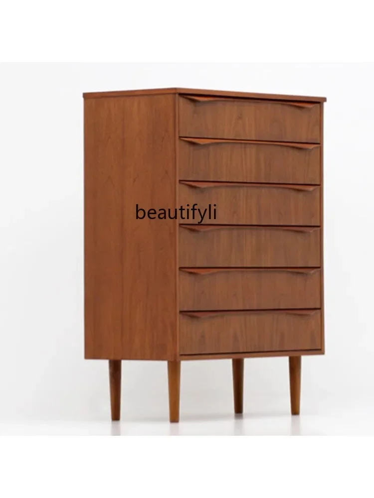 

07Nordic Solid Wood MCM Style Danish Storage Cabinet Black Walnut Replica Retro drawer furniture