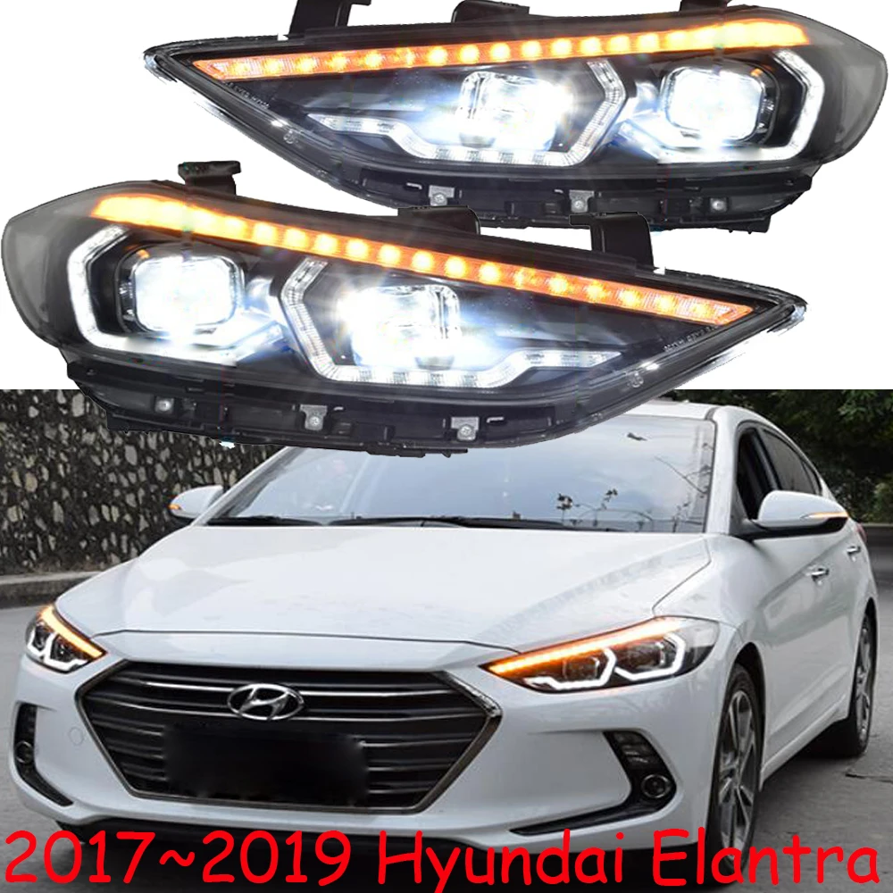 

One Set Car Styling For Hyundai Elantra Headlights 2017 2018 DRL Elantra LED Headlight DRL Bi Xenon Lens High Low Beam