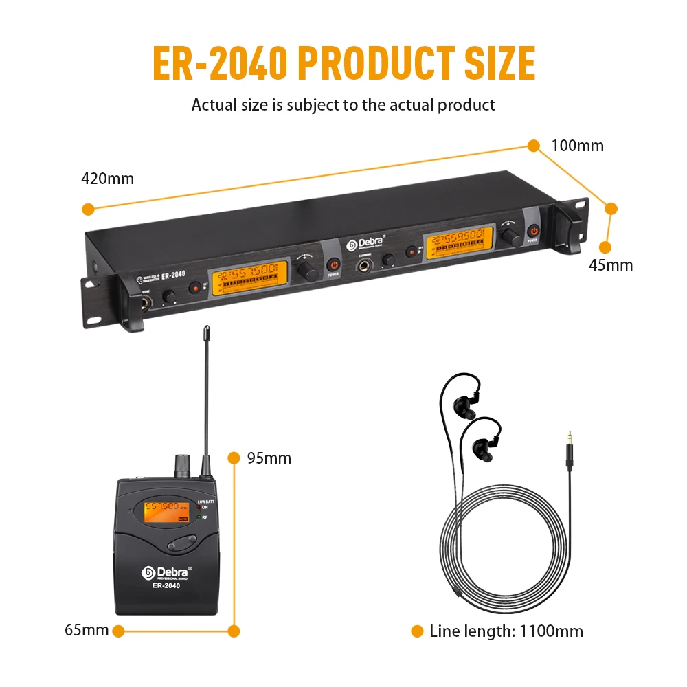 Debra ER-2040 In-Ear Drahtloses Monitorsystem, UHF mit Mehrfachempfängern für Bühnenshows, Hochzeiten und Bands – Detail 8