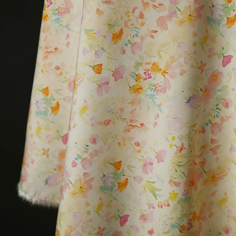 Floral Printed Brocade Cotton Fabric Light Thin Summer Dress Blouse Hanfu Handmade Sewing