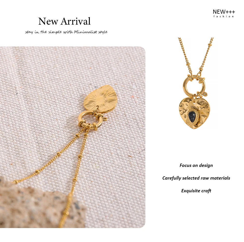 Yhpup Charme Vintage Metall Herz Anhänger Edelstahl Halskette Goldene Kette Kragen Mode Frankreich Trendy Schmuck Bijoux Frauen – Detail 10