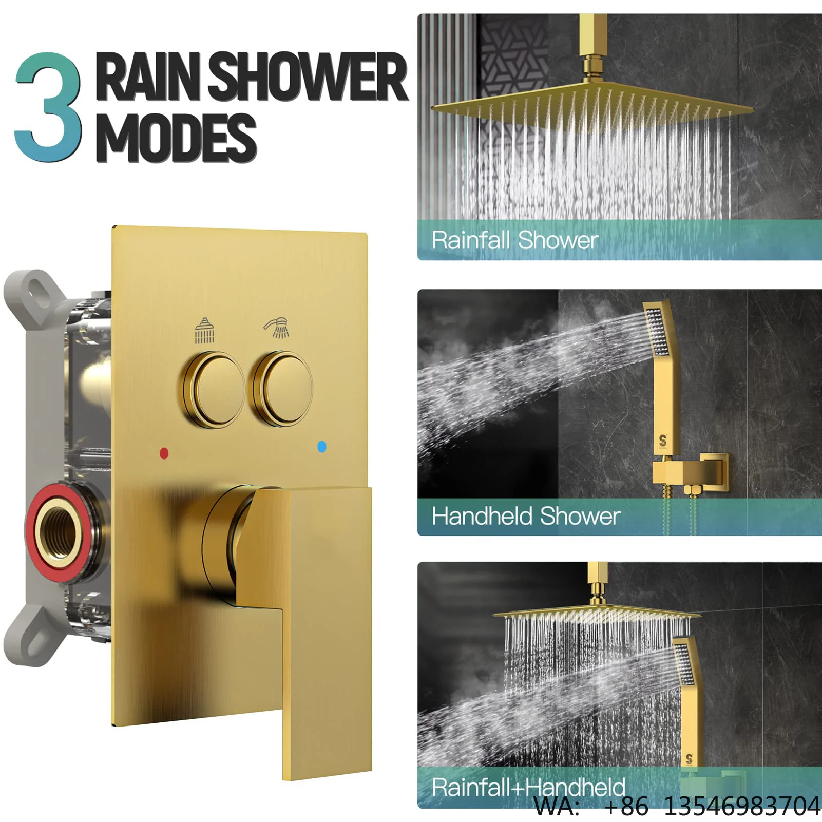 Shower System With Push Button Diverter Ceiling Mounted Luxury 10 Inch Rain Shower Head With Handheld Spray