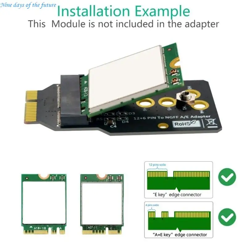

AX200/201/210 WIFI6 Module to 12+6 Pin Adapter Card for Replacing BCM94360CS2 E65A