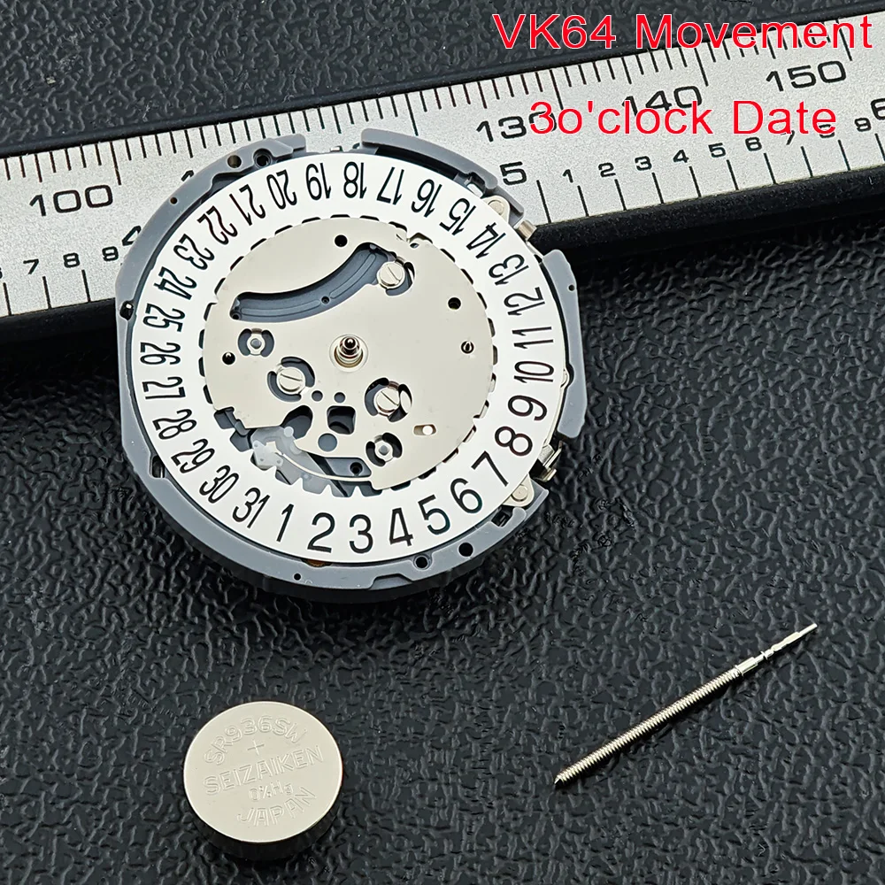 VK63A VK63 VK64 Mesin Jam Quartz Tanggal di Posisi 3 Jam Kronograf Mesin Jam dengan Baterai Untuk Seri VK VK63A VK63 VK64 Jam Quartz