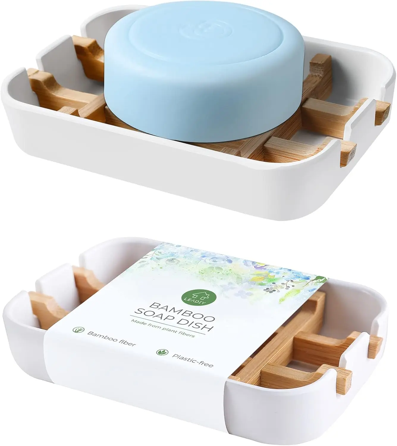 

2-Pack Bamboo Soap Dishes for Bar Soap, Eco-Friendly Bathroom Holder with Drainage