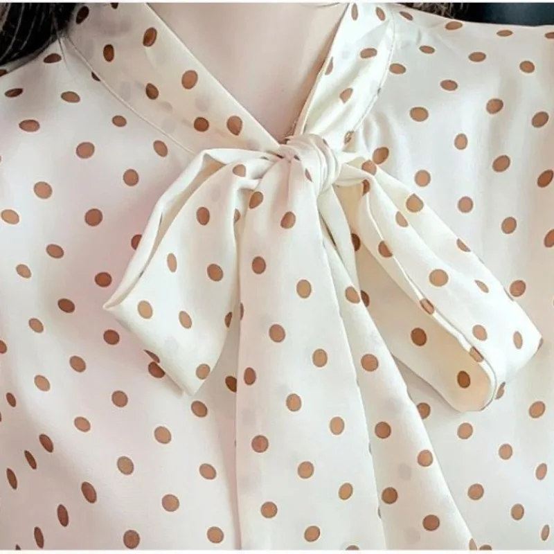 2023 New Shirt for Women Fashion Bow  Blouse Single Breasted Blouse Sweet Chic Shirt Long Sleeve Shirt