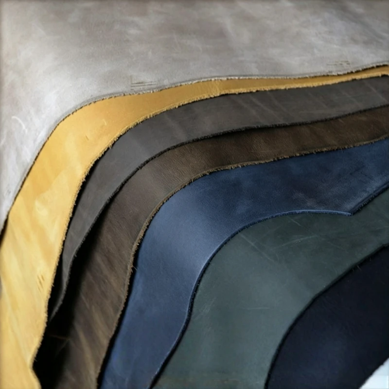 Head Layer Crazy Horse Leather 1.5-1.7mm Thick Genuine Leather Fabric Finished Cow Skin Material for DIY Crafts Bag Shoes Sewing