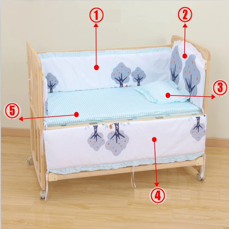 6pcs/set Universe Design Crib Bedding Set Cotton Toddler Baby Bed Linens Include Baby Cot Bumpers Bed Sheet Pillowcase