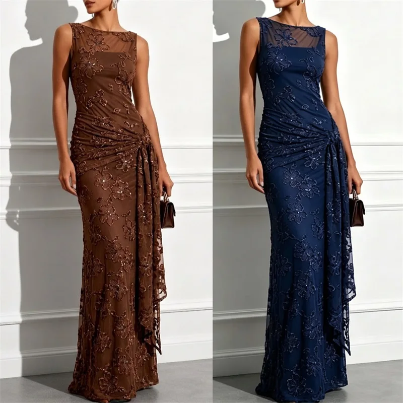 brown-blue-elegant-floral-beaded-prom-dress-sleeveless-mesh-ruched-mermaid-party-gown-fitted-bodycon-draped-evening-wedding-robe