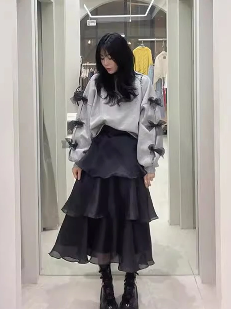 Falda de malla de moda coreana para mujer, Faldas largas lisas de cintura alta para primavera y verano, Faldas Ajustadas elegantes que combinan con todo