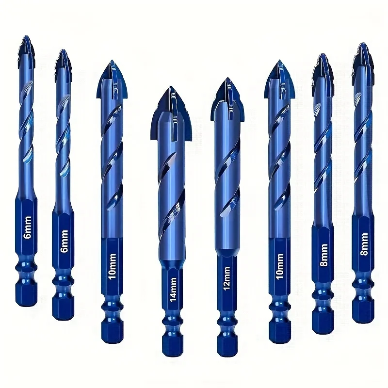 7/6/5/4PCS Four-edge Serrated Drill Bit Set For Drilling Holes In Glass Tiles Walls Concrete 3-12mm Sawtooth Drill Bit Set Tool