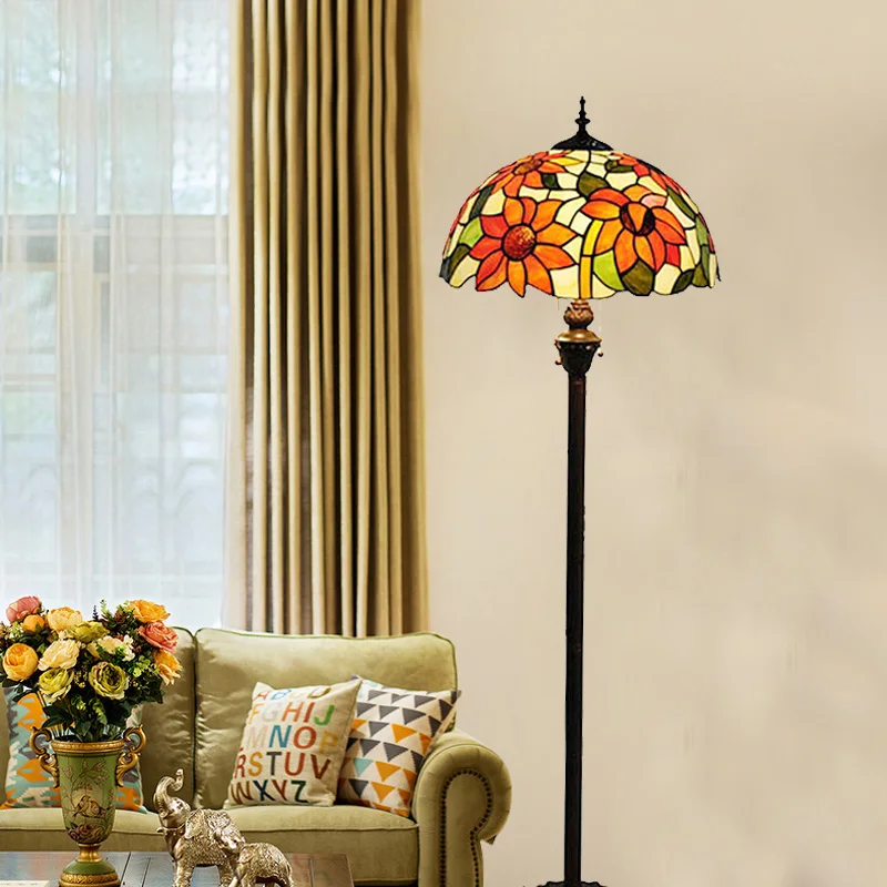 Vintage pastoral baroque dining room bedroom office living room sofa vertical glazed floor lamp