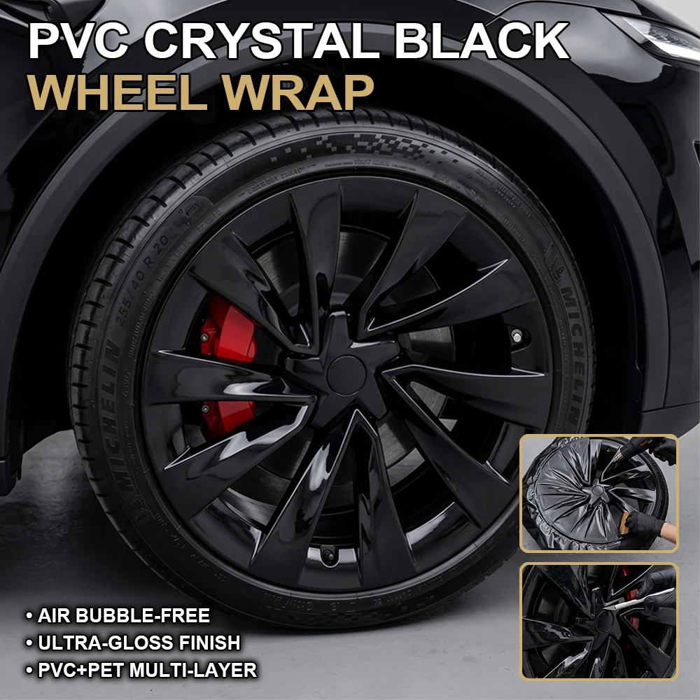 Premium Glossy Crystal Car Rim Vinyl Wrap High Heat Resistant Wheel Hub Sticker Film Bubble Free Air Release Spoke Protection view 3