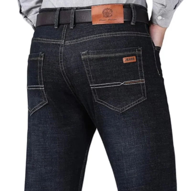2024 New Spring Fashion Men's Jeans Business Casual Stretch Straight Denim Trousers Classic All Match Male Brand Clothing