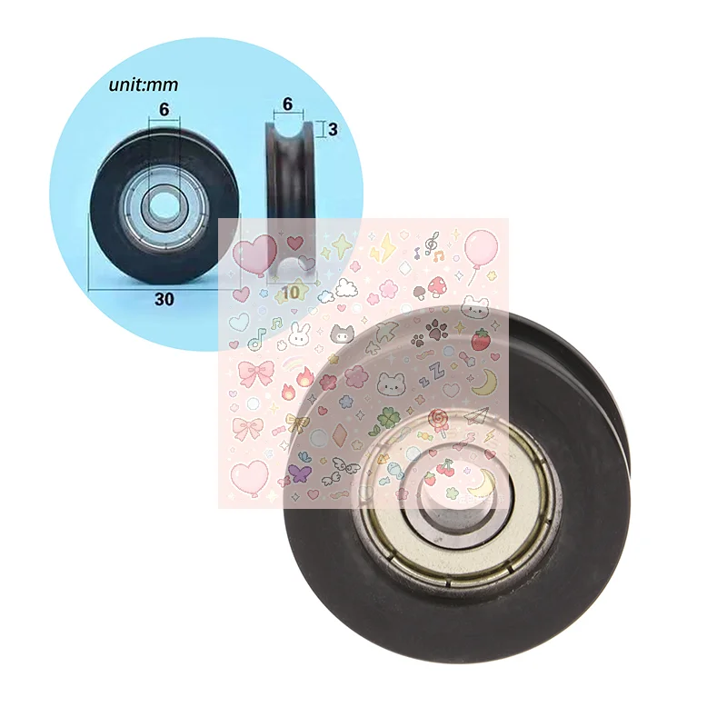 For Slide Door Window U Groove Roller Pulley 626 Bearing Steel Bearing Roller Injection-coated U-shaped Pulley Wheel