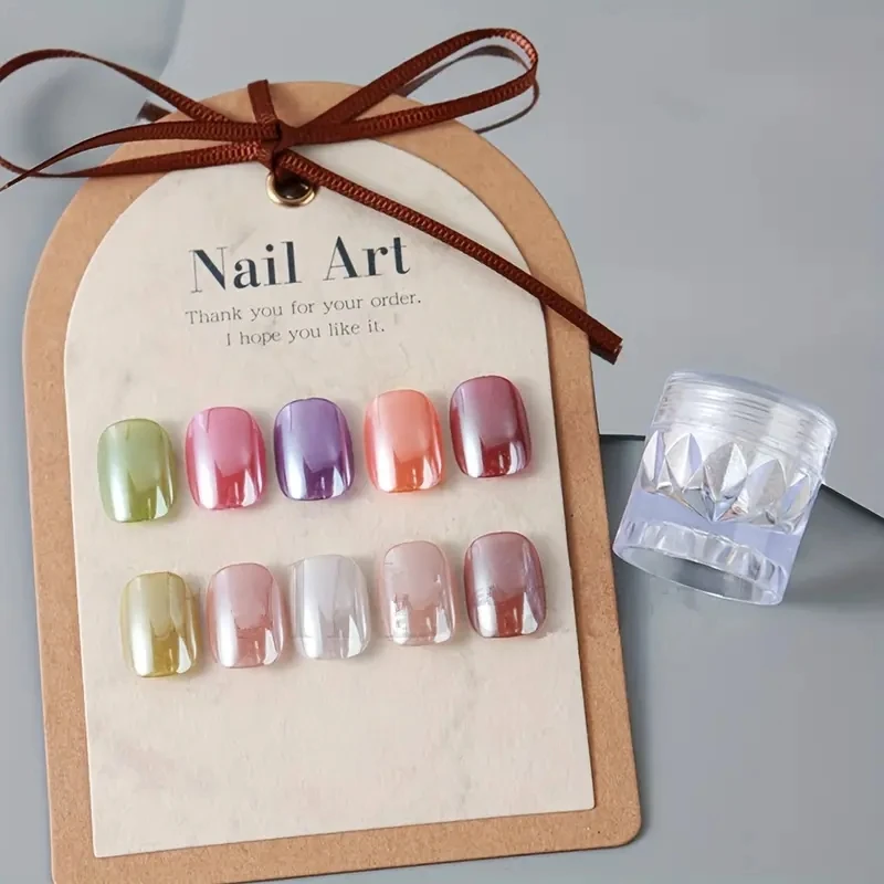 2pcs Hypoallergenic Aurora Chrome Nail Powder - Gentle Electroplating, Clear Finish for Stunning Manicures