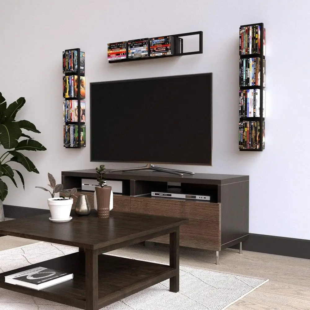You Have Space CD DVD Storage Shel or Wall, 34 Inch Cube Storage Media Shel and Video Game Organizer, Metal Black Wall Shel