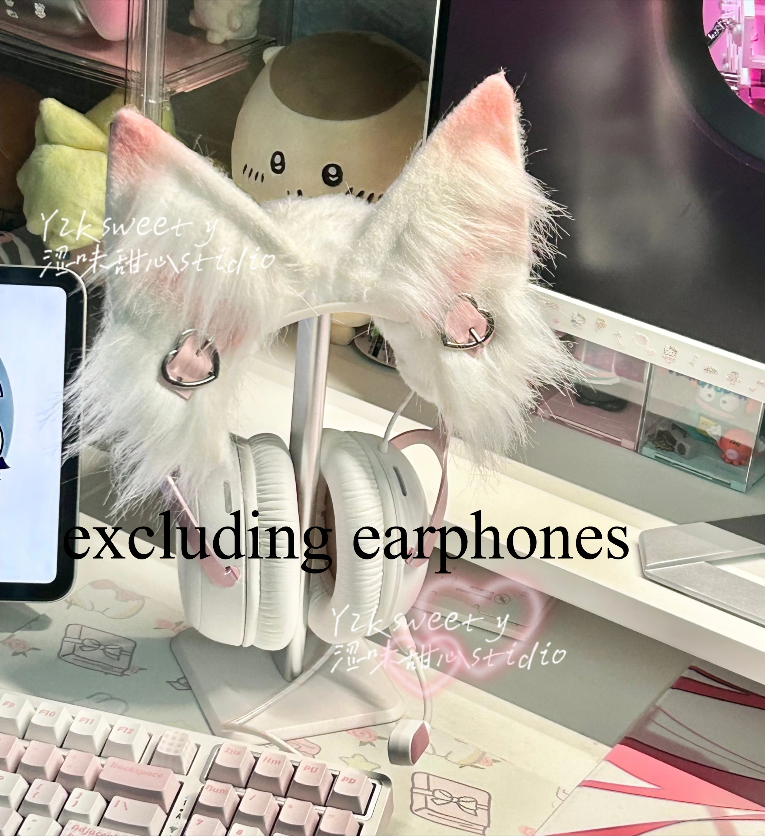 Custom DIY Cat Ear Headband Cover for Sony XM4/XM5/AirPods MX, Y2K Gamers Design Headphone Decoration Attachment, Protective view 4