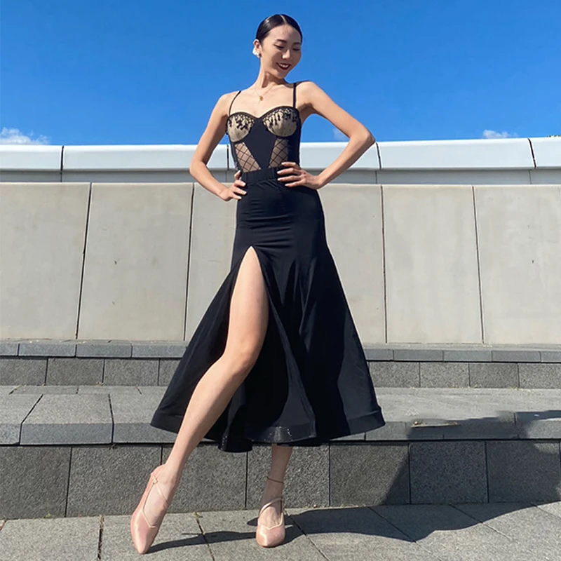 ฤดูร้อนLatin Dance Topsผู้หญิงผู้ใหญ่Suspender Leotards Rumba Latinเต้นรําเสื้อผ้าการฝึกอบรมTopsสวมใส่BL16027