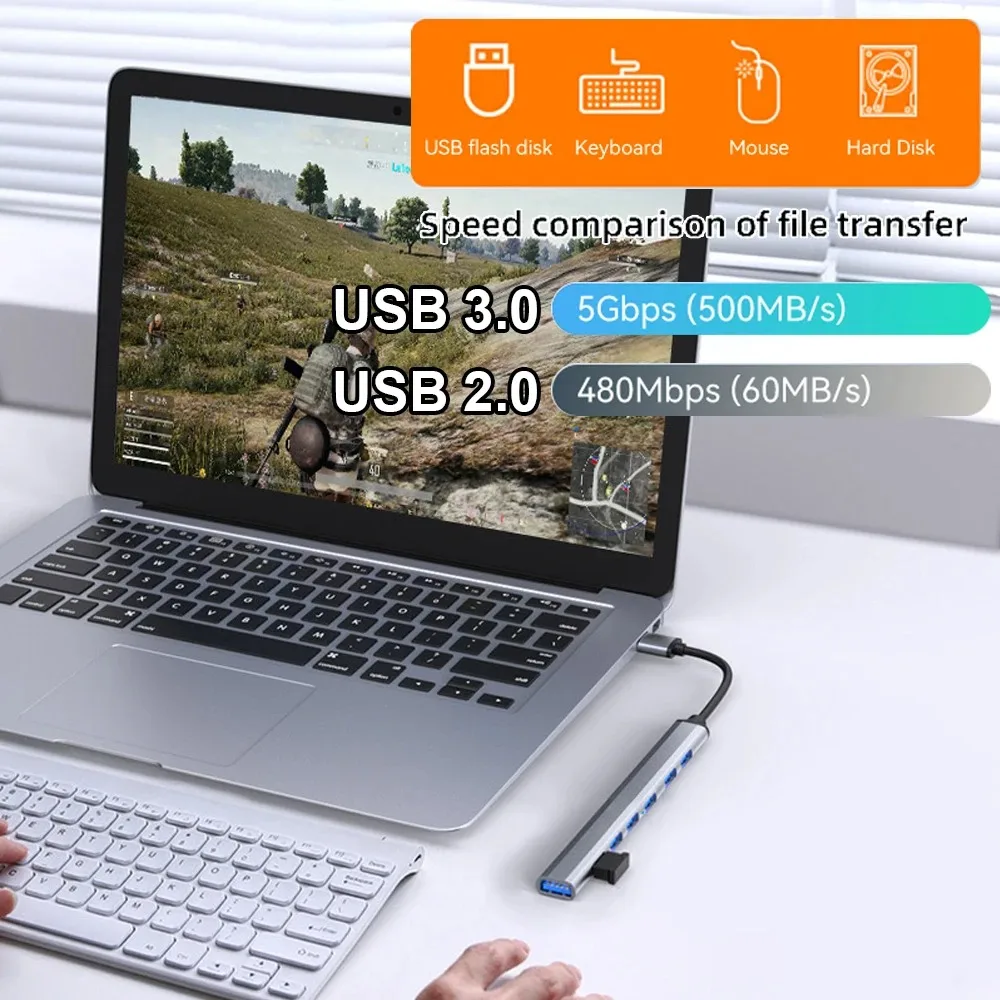 Afbeelding 3: 7 in 2 OTG USB naar USB 3.0 HUB USB HUB Type-C HUB Multi USB Splitter USB-adapter voor Macbook Pro 13 15 Air Mi Pro PC Laptop