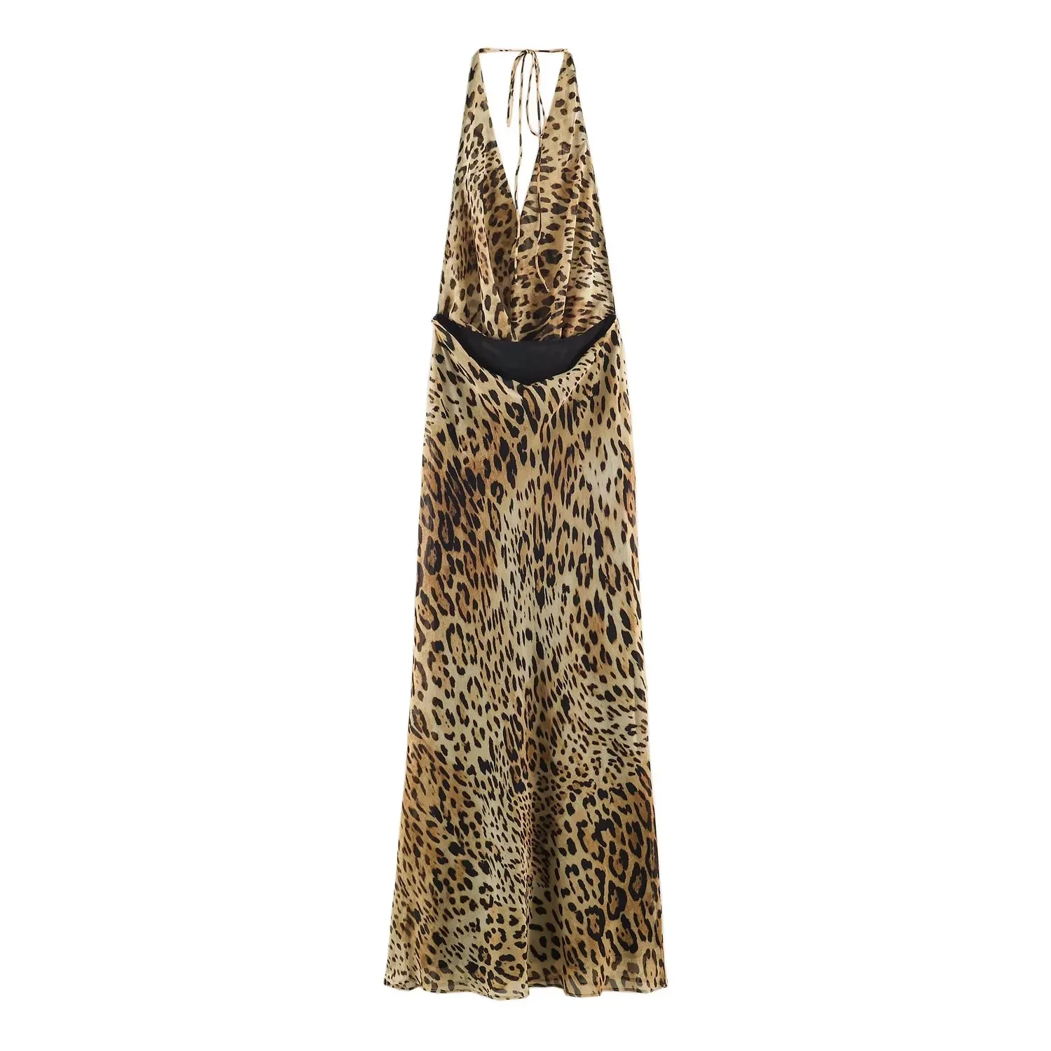 KONDALA Damen Sexy Leopardenkleid mit Schwingkragen für den Urlaub 2026 – Sommerliches, trendiges High-Street-Neckholder-Kleid für Strandpartys – Detail 4