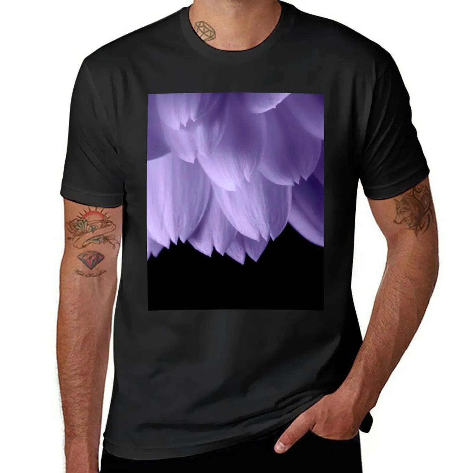 Ultra violet purple flower petals black T-Shirt aesthetic clothes Blouse graphics sublime mens graphic t-shirts pack