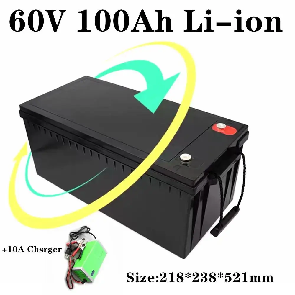 

60V 80Ah 100AH li-ion Lithium Replace battery Solar System backup power Hybrid Electrical Vehicle golf cart + 10A charger