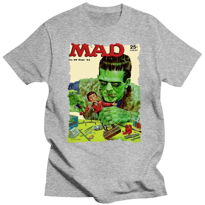 1964 Mad Magazine Cover Frankenstein Wicking T-shirt w American Flag Car Coaster