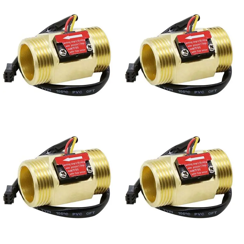 

【FITTING】4X датчик расхода воды расходомер Холла 1 дюйм внешний провод медный датчик расхода воды турбинный расходомер