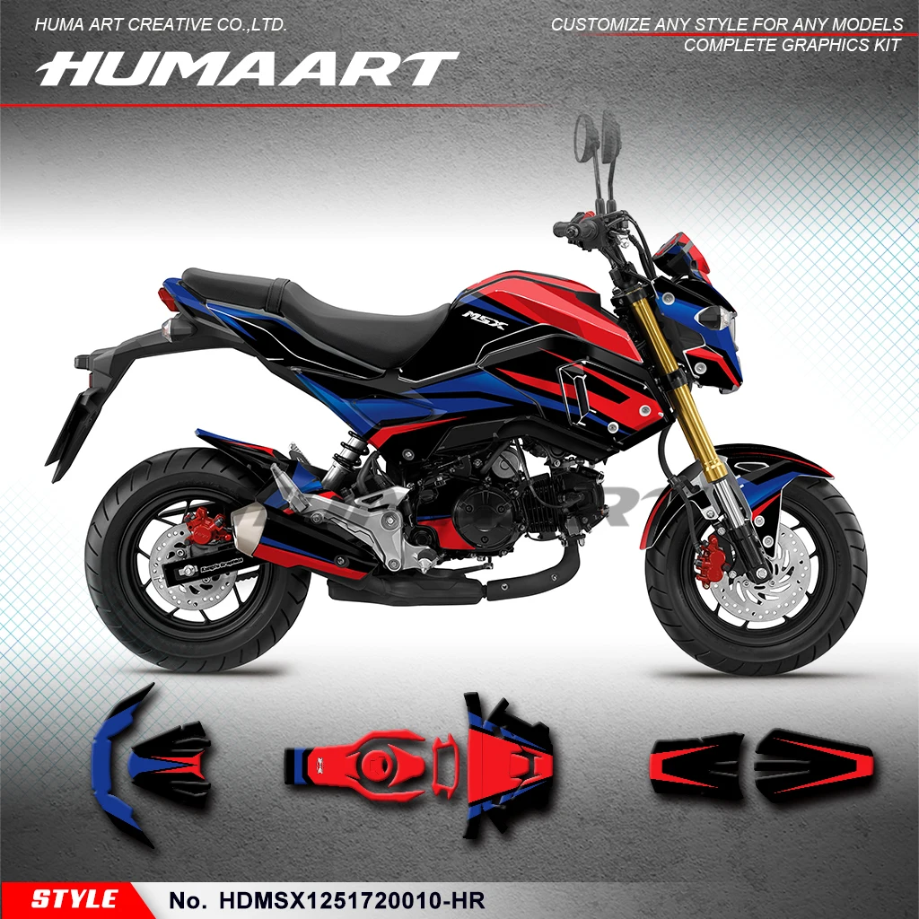 

Виниловая пленка HUMAART Racing Graphics для Honda Grom & MSX 125 Pocket bike 2017 2018 2019 2020, HDMSX1251720010-HR