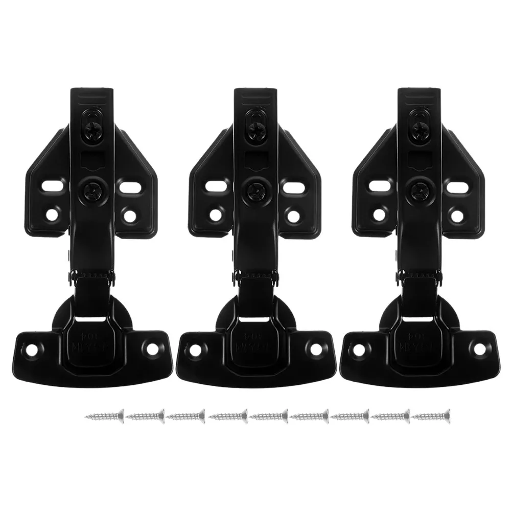 3Pcs Kitchen Cabinet Hinges Full Overlay Soft Close Damping Hinges Stainless Steel Silent Closing for Modern Cabinets DIY Easy
