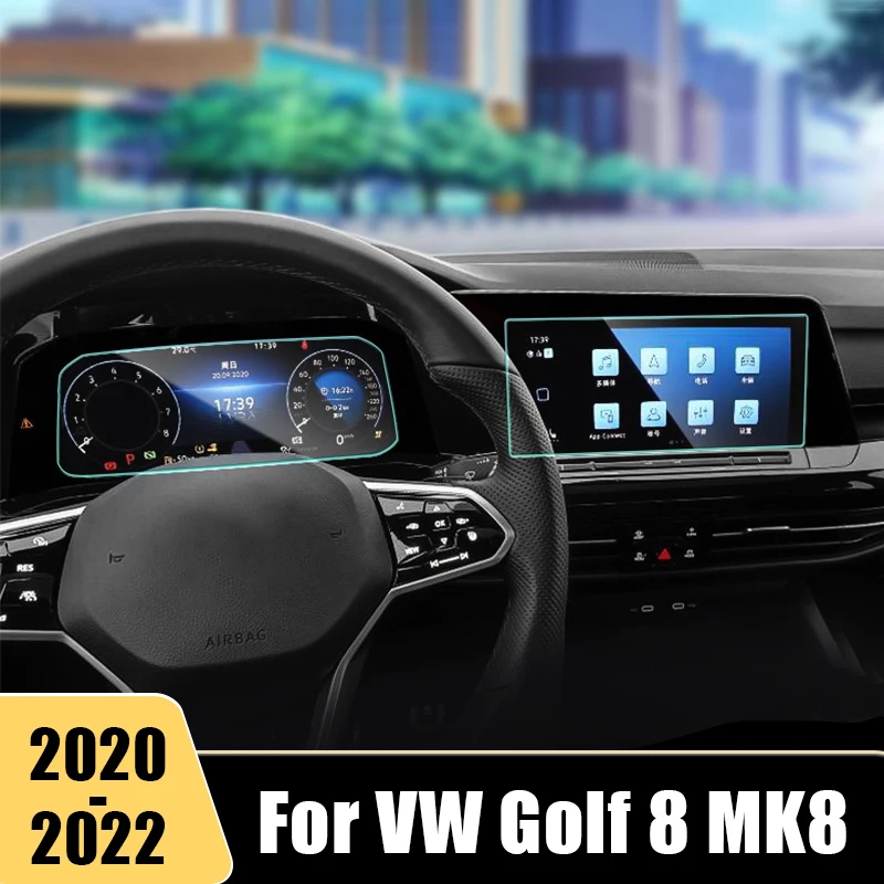 For Volkswagen VW Golf 8 MK8 2020 2021 2022 Car Dashboard Screen Navigation Tempered Glass Monitor Film Protector Accessories