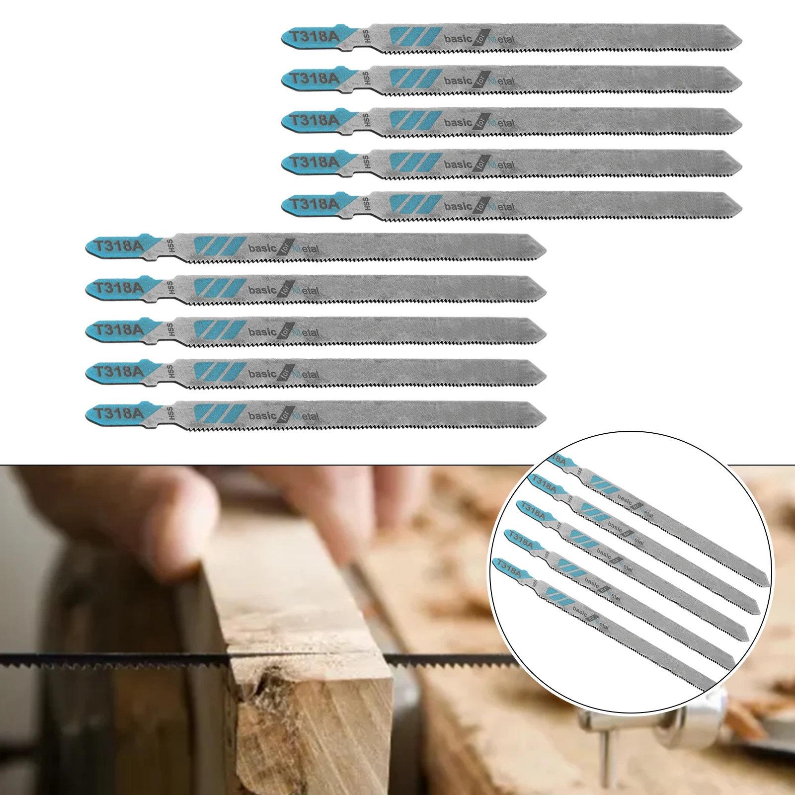 10PCS T318A HSS Jig Saw Blades Reciprocating Saw Blades Wood PVC Fibreboard Fast Cutting 132mm Saw Blade Power Tools