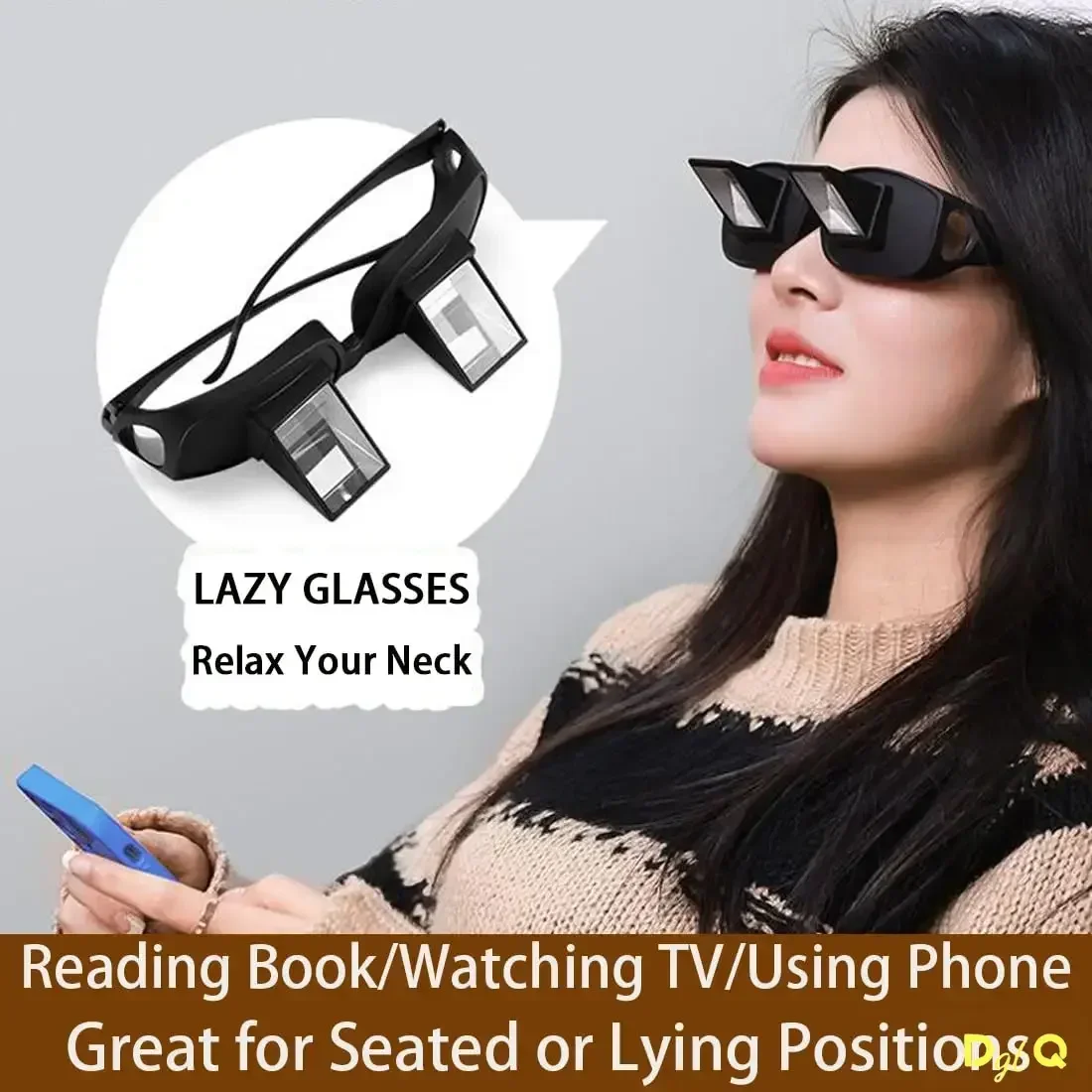 Lazy Eyeglasses Lazy Reading Glasses Prismatic Periscope Horizontal Glasses Lying Down Bed Reading Watching HD Readers Glasses