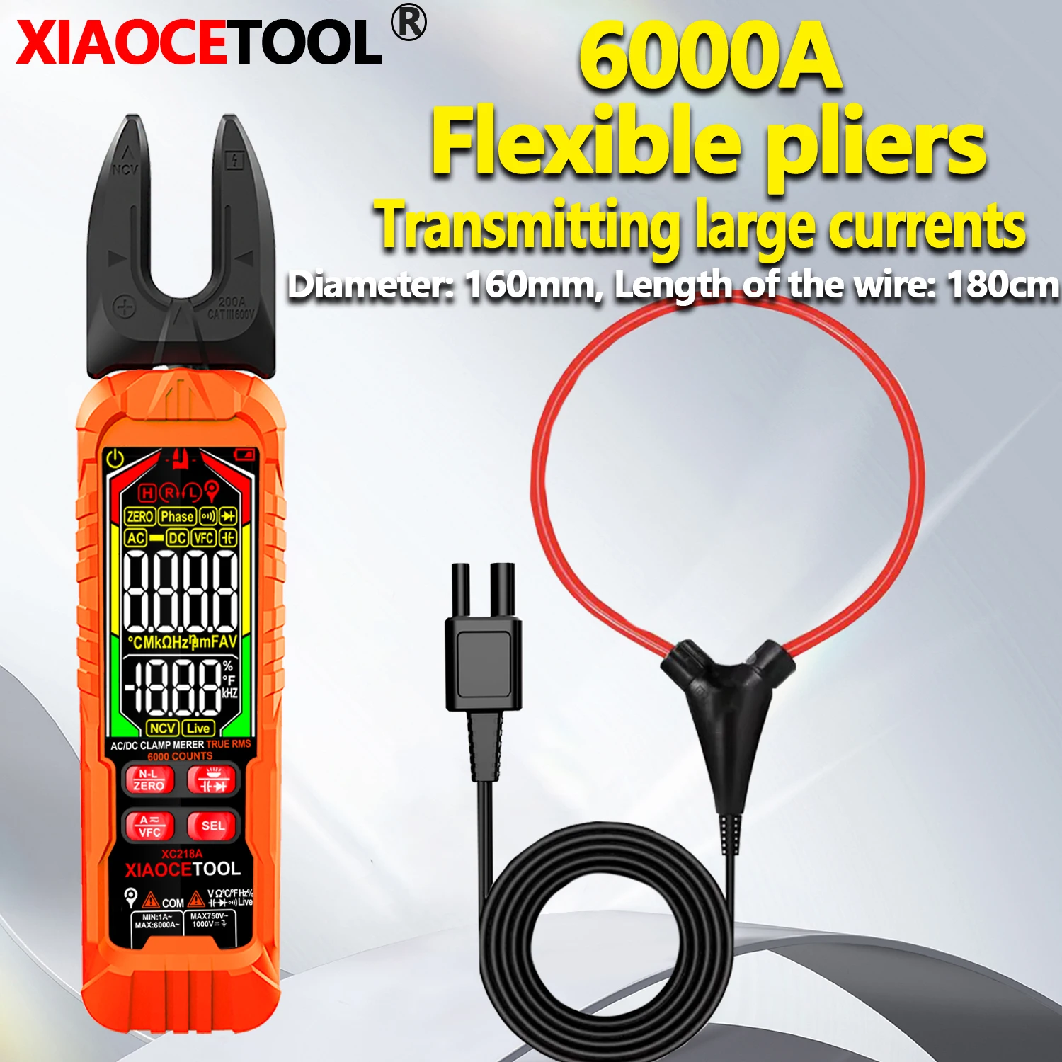 Flexible Clamp Multimeter, Large-Caliber Clamp Ammeter, Multi-Function Current Card Meter, Dedicated for Electrical Maintenance