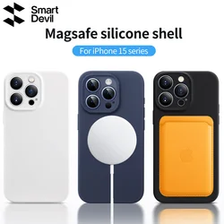 SmartDevil Liquid Silicone Case for iPhone 15 Pro Max Deep Purple Back Cover for Magsafe Soft Camera Lens with Screen Protector