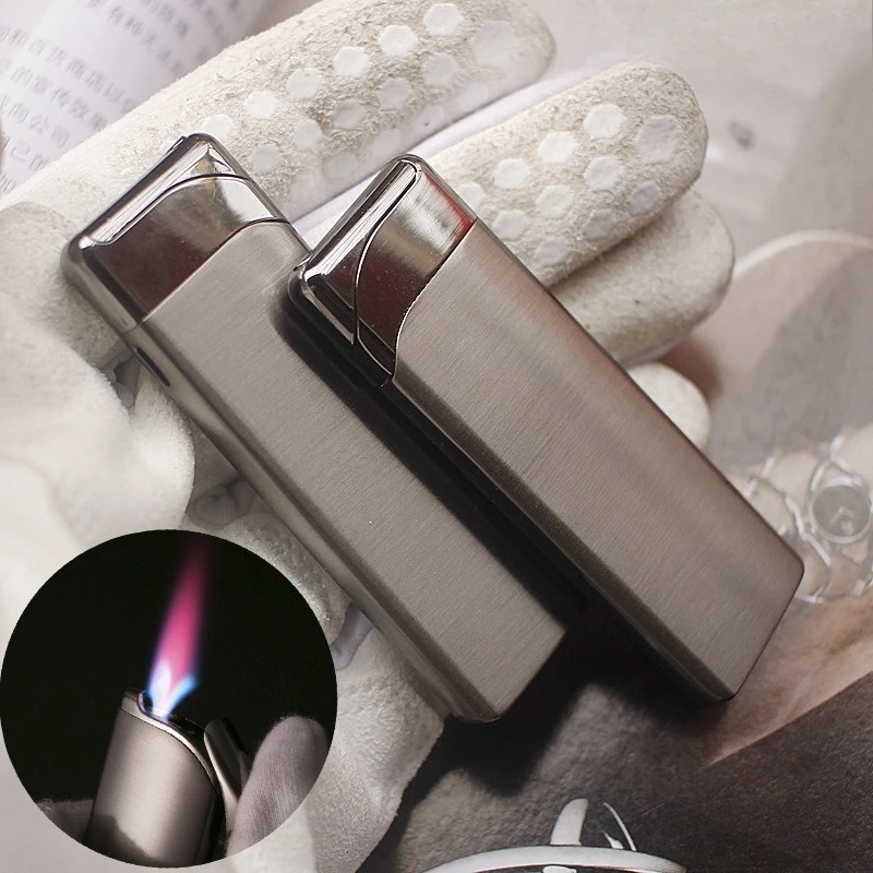 

Red Flame Inflatable Lighter Creative Metal Ultra-thin Windproof Lighter Inflatable Men's Smoking Accessories Cigarette Lighter