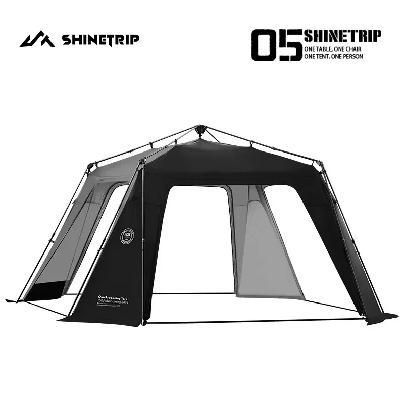 Shinetrip Sunshade Tent One-touch 8-10 Persons Beach Family Camping Party Sunburn Protection UPF50+ Waterproof Tent Black/Green