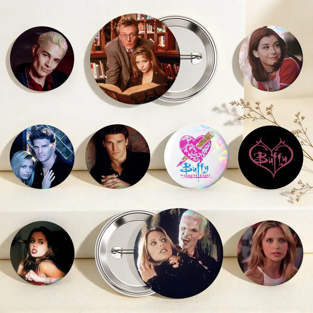 Horror TV Series Buffy The Vampire Slayer Round Badge Lapel Pin Backpack Clothing Jewelry Accessories Gift Brooch