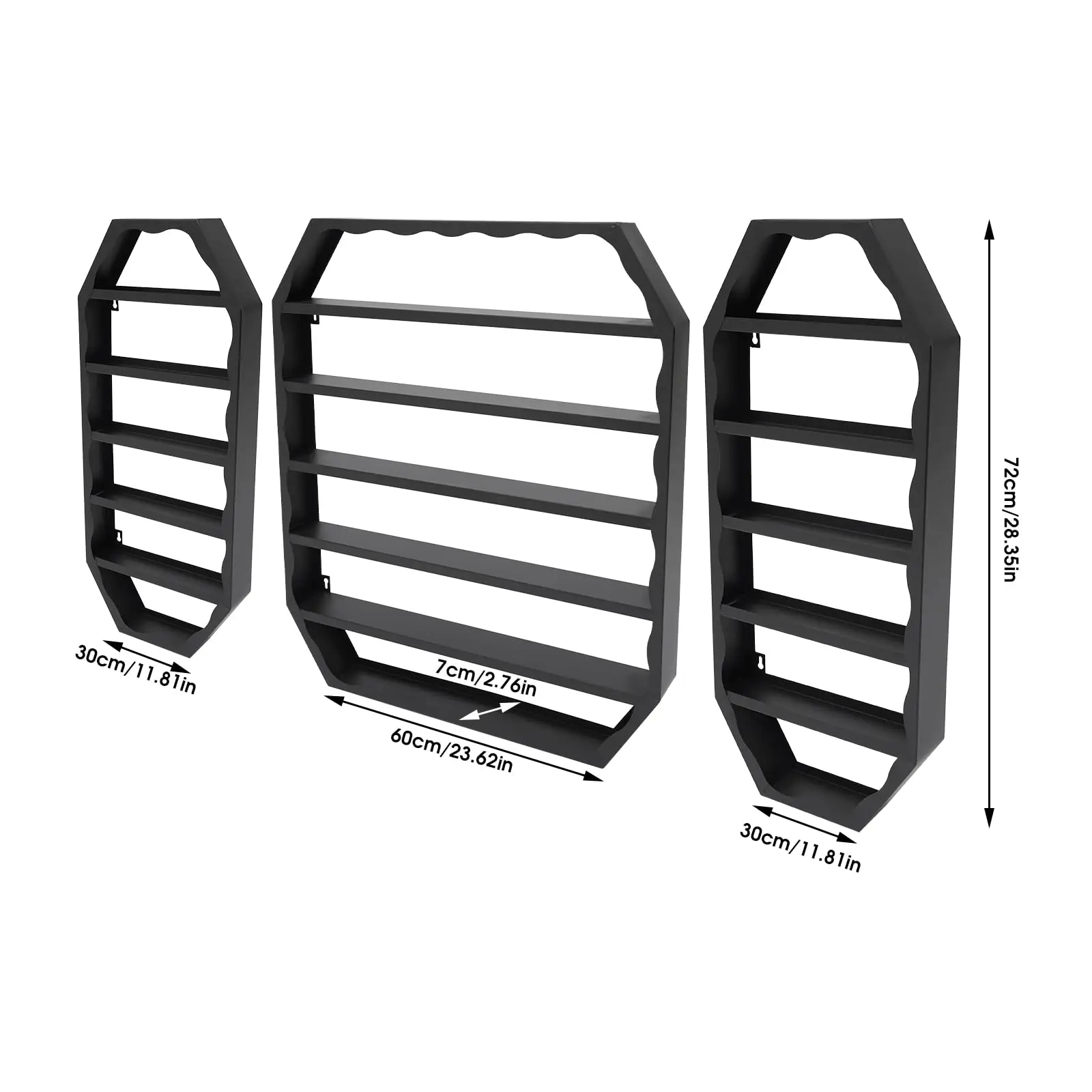 3Pcs Nail Polish Display Rack, Wall-Mounted Nail Polish Storage Rack Iron Nail Polish Organizer with 1 Middle Rack & 2 Side Rack