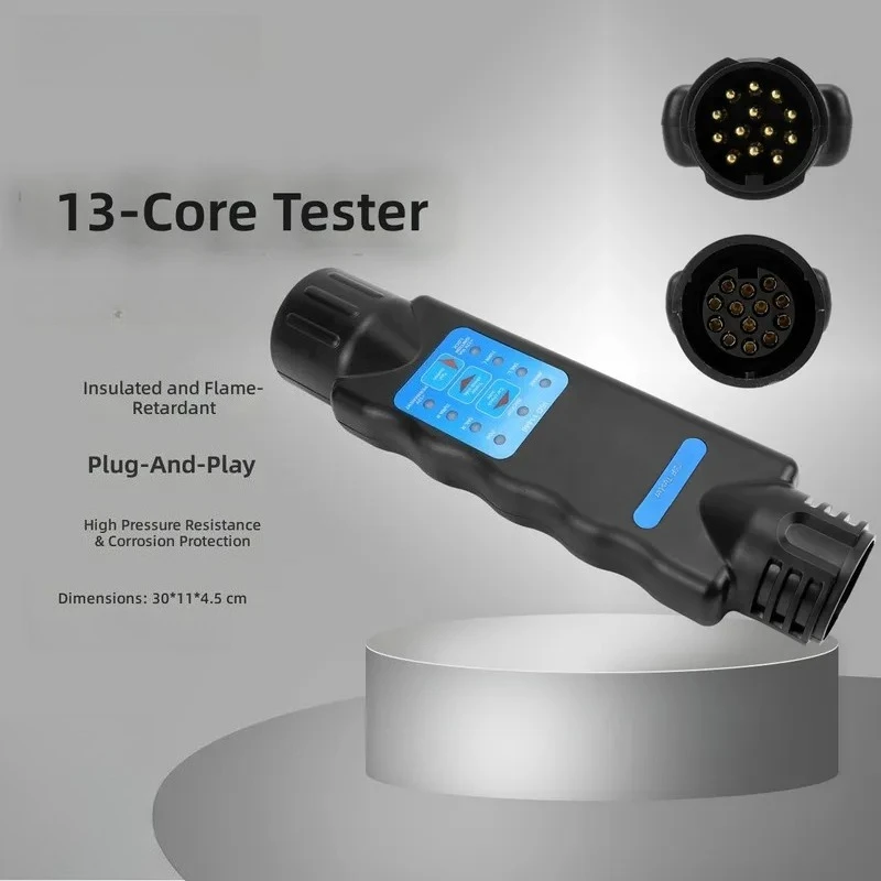 for Auto Parts 13 Core European Trailer Signal Detector 12V 13 Pin Plug Socket Wiring Test Set