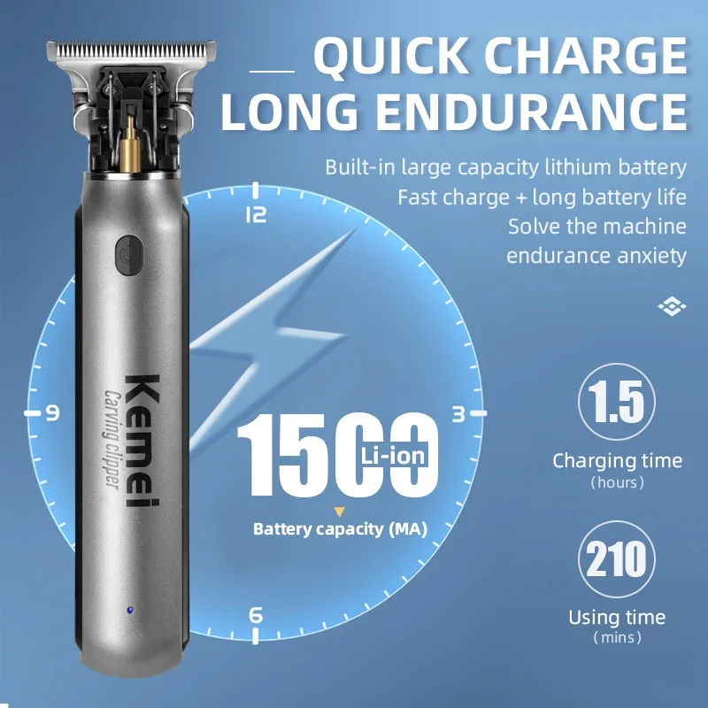 KEMEI Professional Electric Hair Trimmer for Men, Cordless Beard and Hair Clipper, Hair Cutter Machine, Rechargeable Set,Km-1757