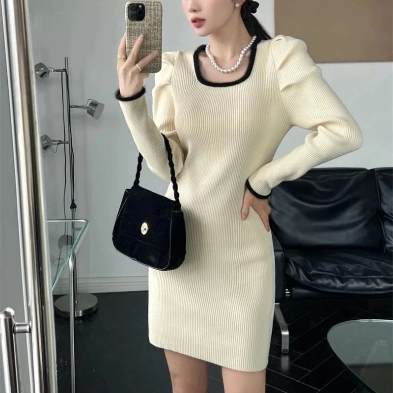 Extreme Mini Cheap Casual Long Sleeve Crochet Dresses for Women Short Xxl On Promotion A Line Sale Clearance Woman Knitted Dress