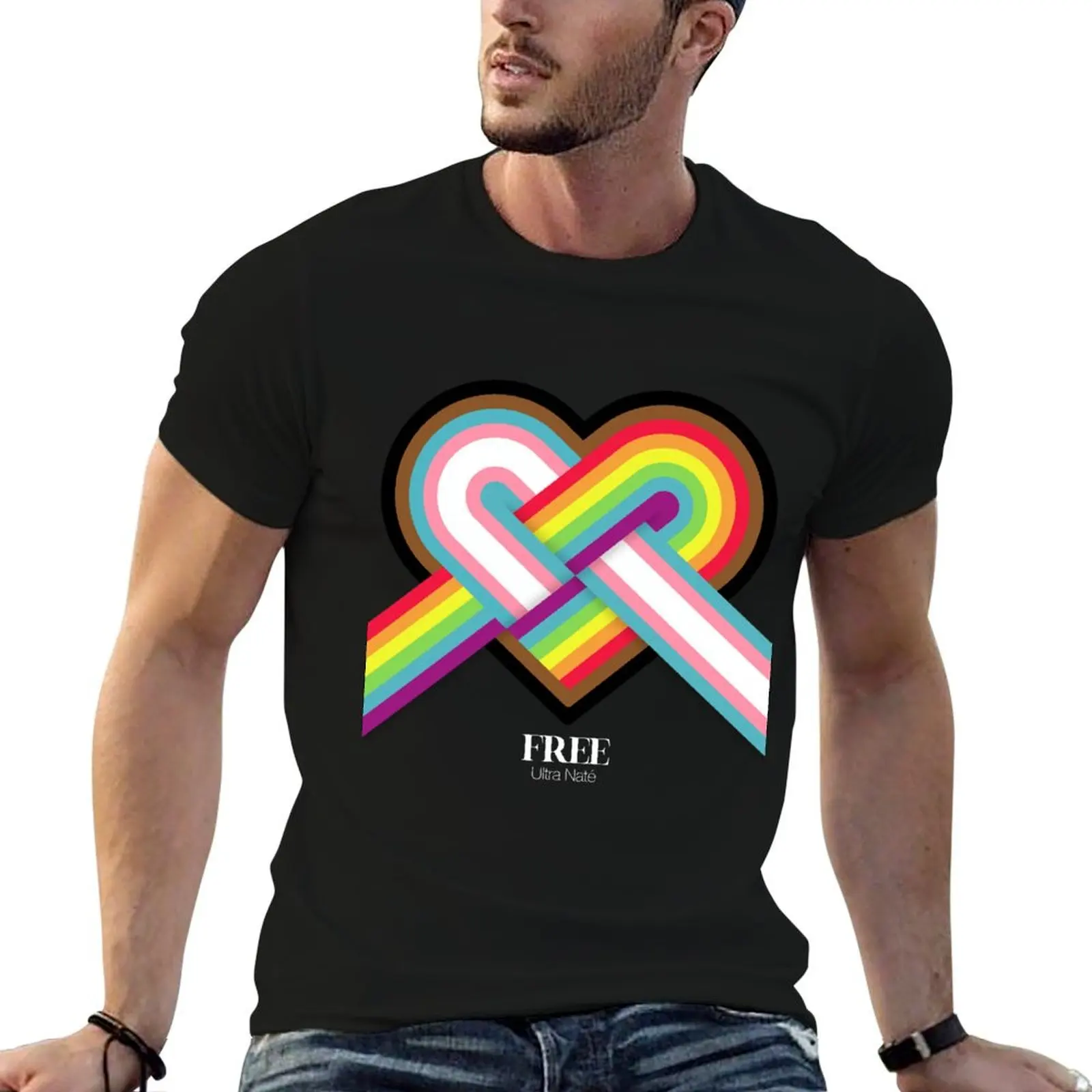 T-shirt homme avec ruban NEW UNITY & PRIDE, t-shirt de créateur pour homme, t-shirt drôle en coton pour homme, t-shirt uni pour homme